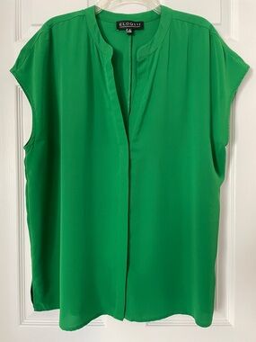 Eloquii Kelly Green Notch Collar Blouse